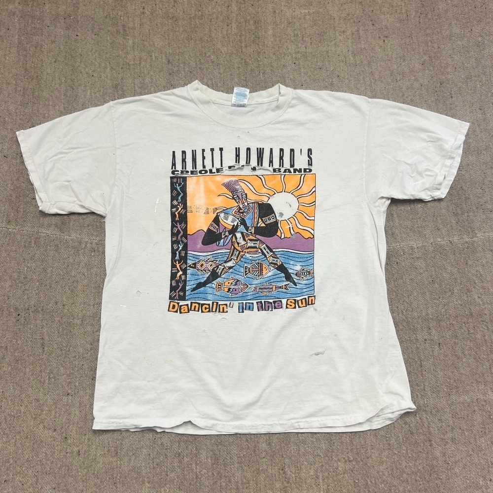 Vintage arnett howard‎ and the creole funk band Shirt Mens XL White 90s Distress